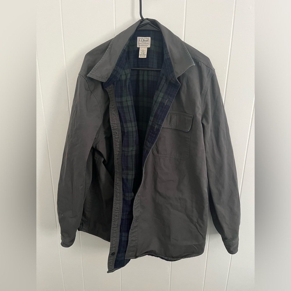 LL bean plaid line 100% button down jacket size xl